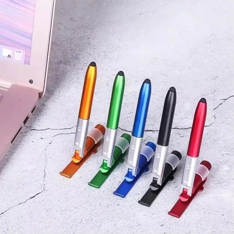 Stationery Office - 4-in-1 Multifunktions-Kugelschreiber mit LED-Licht, faltbarem Telefonhalter,
