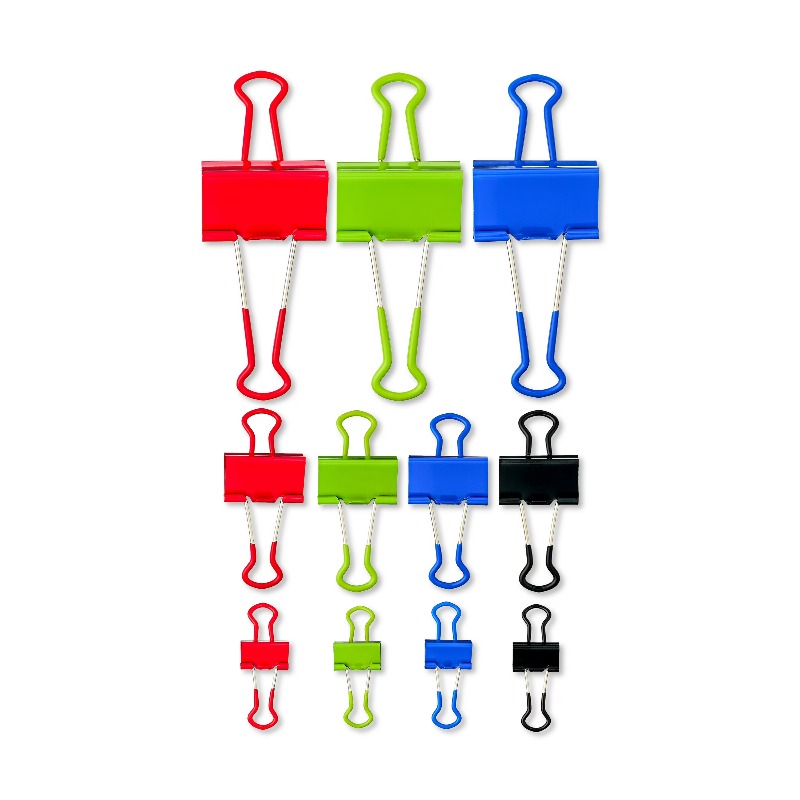 Binder Clip Assorted - Grip-Binderklammern, verschiedene Farben und Größen, 24