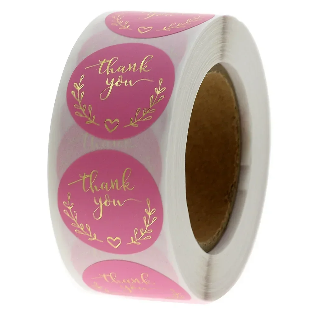 Stationery Supplies Business - 50-500 Stück Dankeschön-Aufkleber Rosa Papier Geschäftsetiketten-Aufkleber