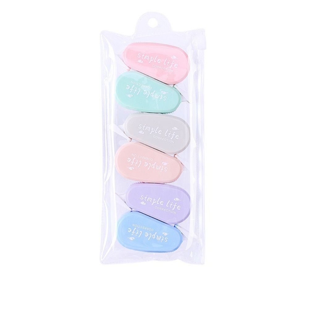 Correction Tape Roller - 6er-Set leises Korrekturband in Morandi-Farben, 36
